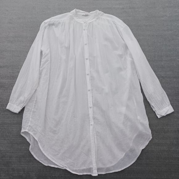 Skin Worldwide Tunic Blouse Womens White Size 0 Button Up Lightly Sheer Flowy - Picture 2 of 12